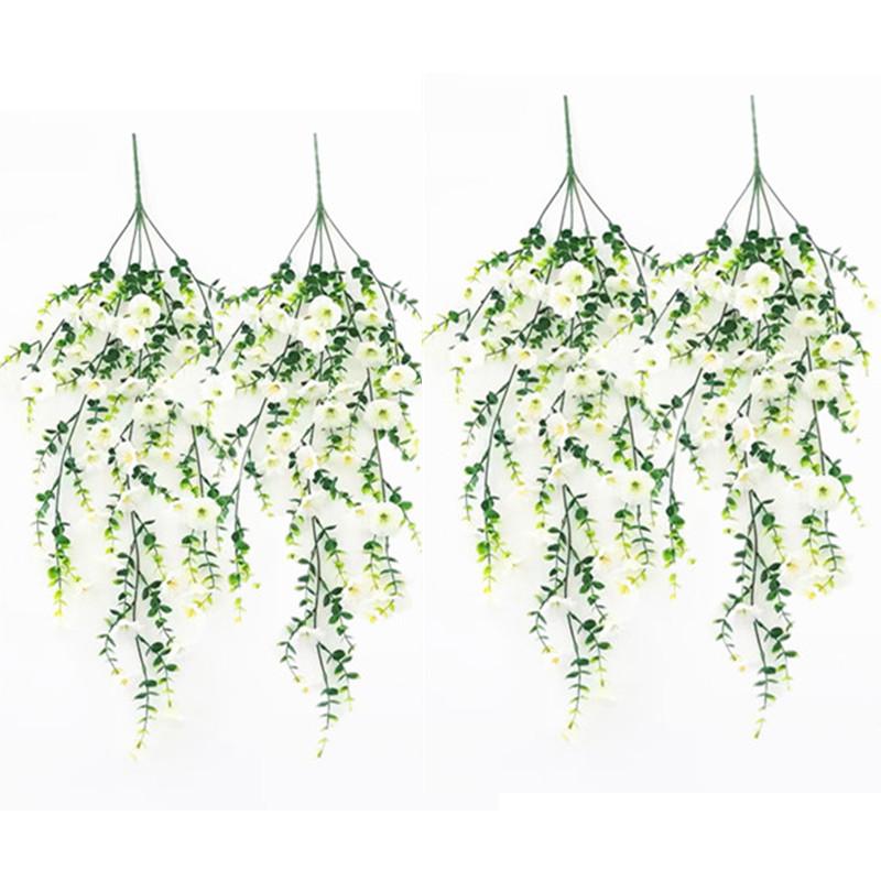 4pcs Artificial Colorful Flowers, UV-Resistant Morning Glory, Eucalyptus Vine, Festival Decor, Graduation Decor, Indoor Outdoor Decor