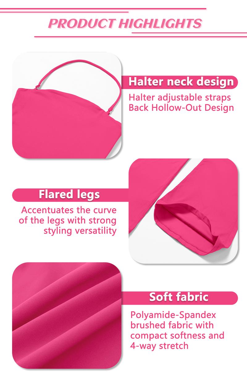 TimeOFF Women's Halter Neck Bodycon Flared Leg Jumpsuit – Stylish & Comfortable for Fitness & Fashion,Stylish & Comfortable Athleisure Outfit, Butt Lifting, High Waist Workout Gym Clothing Stretchable Activewear,jumpsuit women TimeOFF Women's Halter Neck Bodycon Flared Leg Jumpsuit – Stylish & Comfortable for Fitness & Fashion,Stylish & Comfortable Athleisure Outfit, Butt Lifting, High Waist Workout Gym Clothing Stretchable Activewear,jumpsuit women