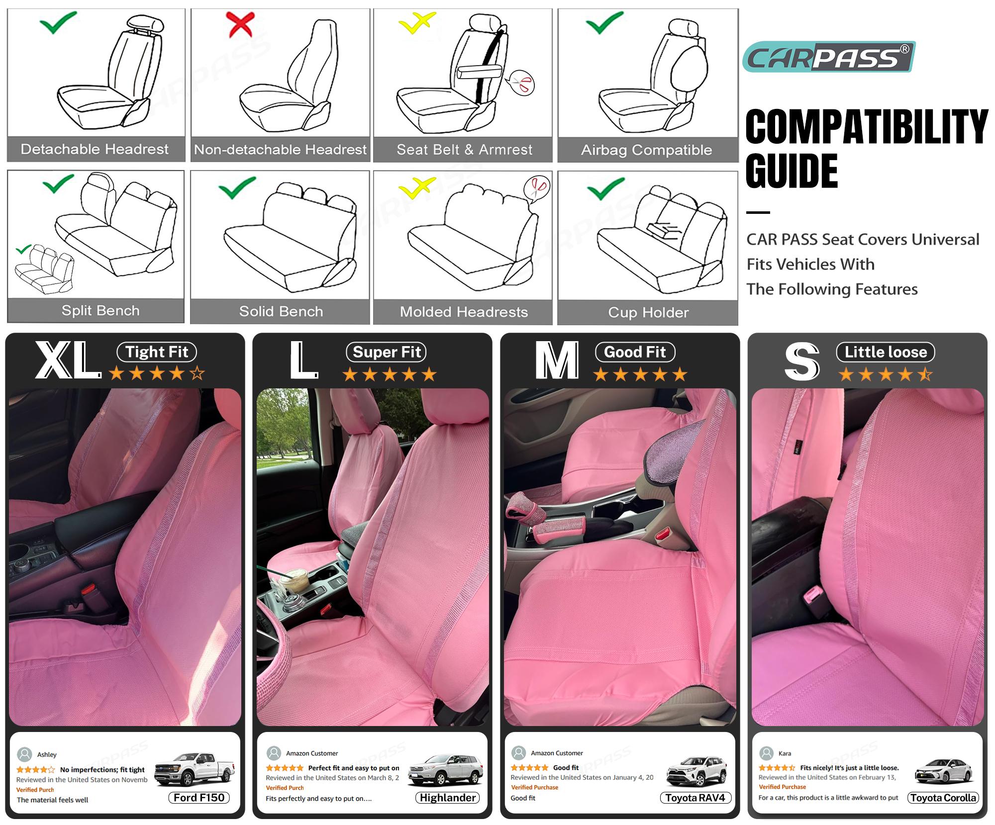 CAR PASS Bling Car Seat Covers,Shining Rhinestone Waterproof Faux Leather Pink Accessories Universal Fit Auto Glitter Crystal Sparkle,Cute Women Girl CAR PASS Bling Car Seat Covers,Shining Rhinestone Waterproof Faux Leather Pink Accessories Universal Fit Auto Glitter Crystal Sparkle,Cute Women Girl