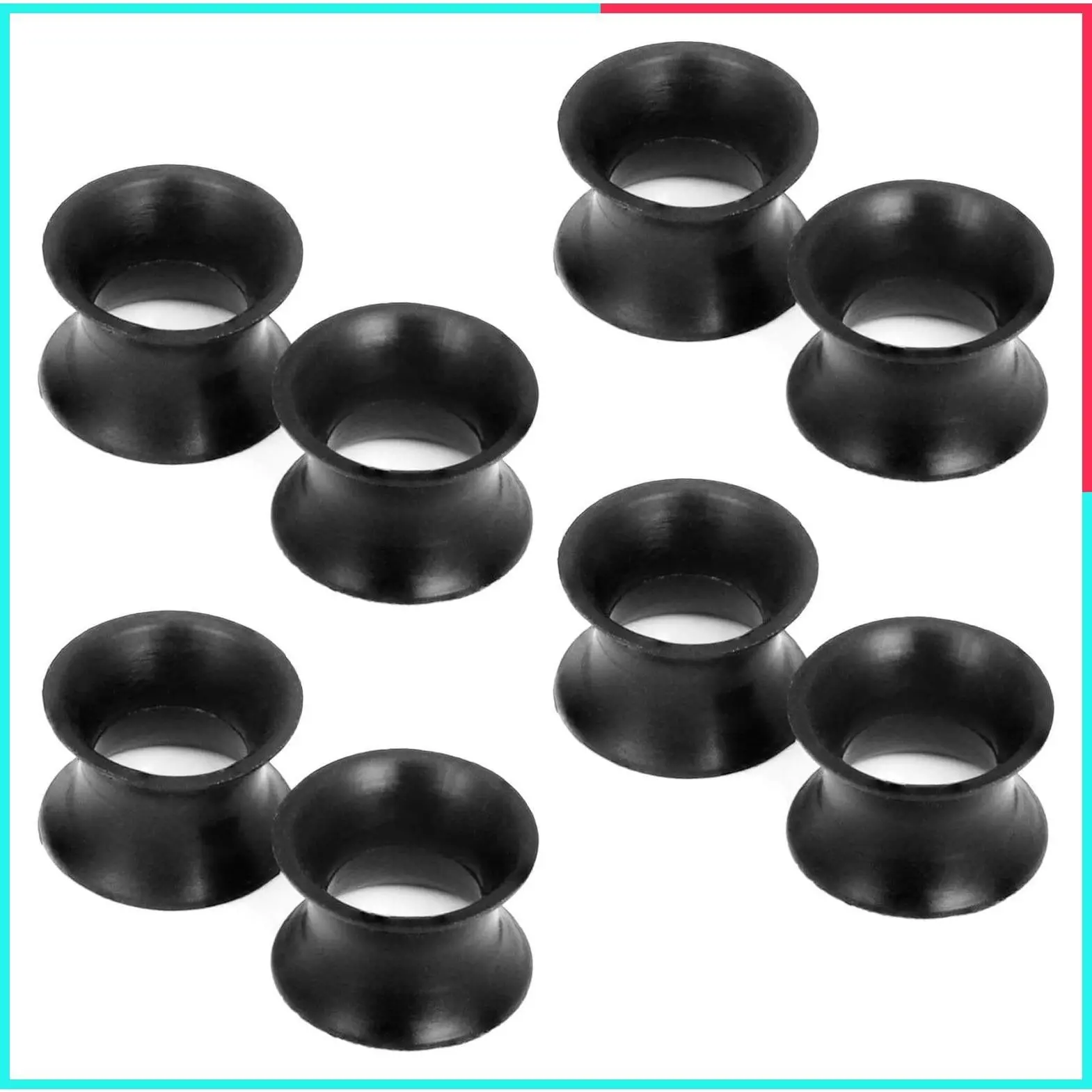 10G-50mm Thin Black Silicone Double Flared Flexible Ear Gauges Tunnels Stretching Plugs for Women Men