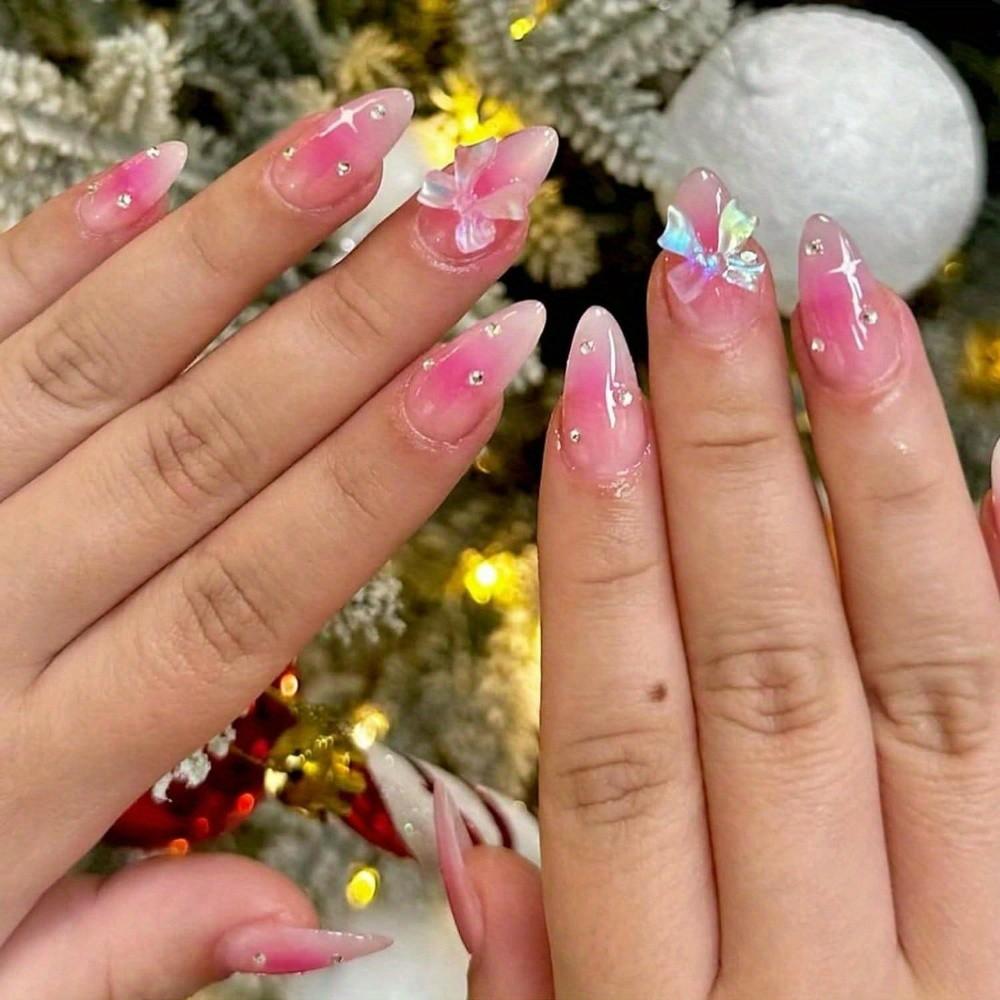 500-600pcs 3D Resin Nail Art Decorations, Mixed Colors Heart Flower Bow Flat Bottom Rhinestones, DIY Jewelry Accessories