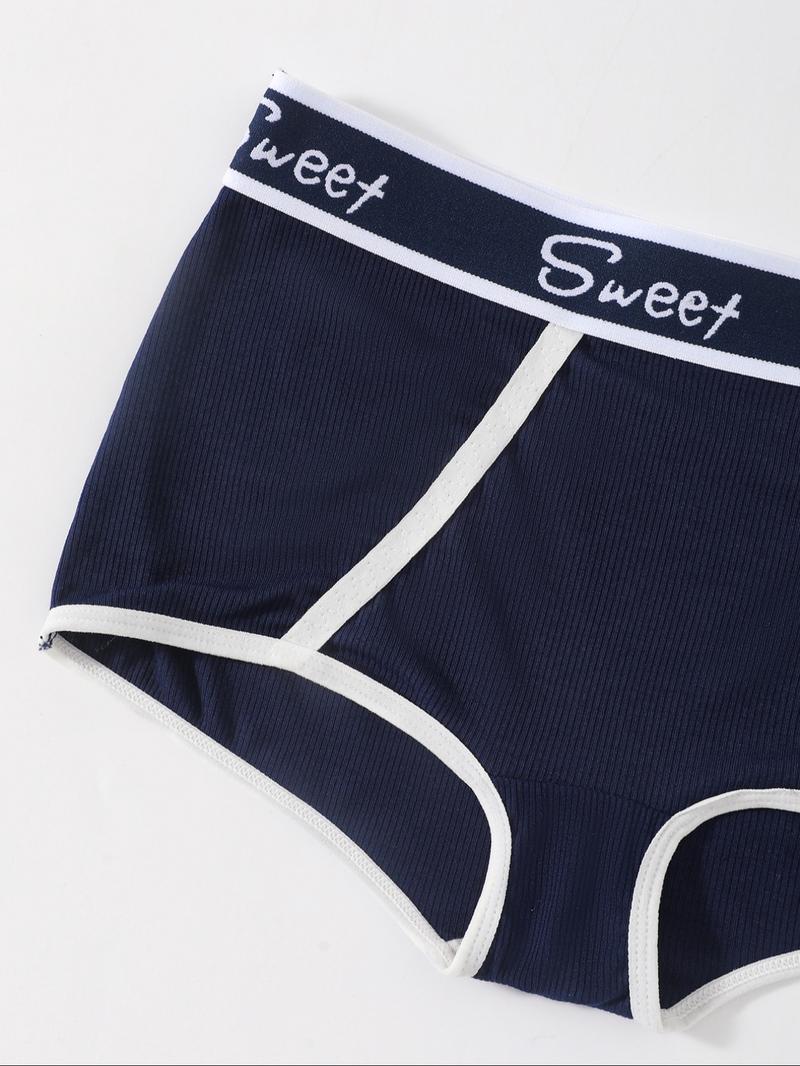 Women's Letter Tape Boyshorts, Breathable Comfortable Panty for Daily Wear, Women's Underwear for All Seasons, Casual Elegant Panty, Casual Soft Panties