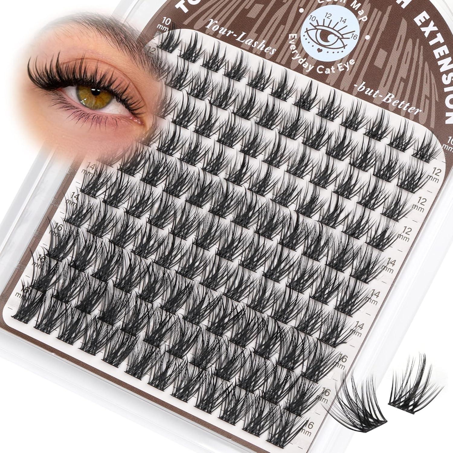 Pointed Eyelash Clusters, Fine Thread Lashes, Dense DIY Eyelash Growth Liquid, C Curl Fairy Eyelashes, Soft Individual False Eyelashes 10-16mm