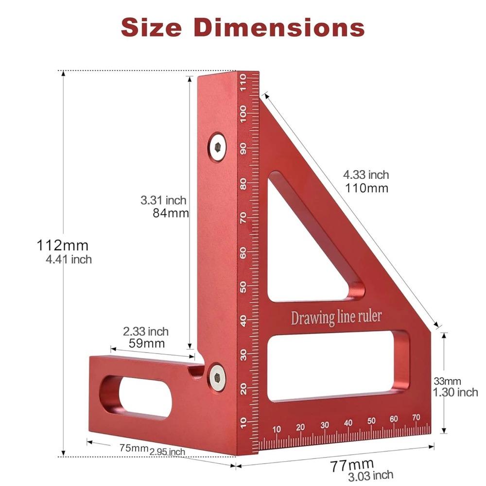 Professional Engineering Ruler with Protractor, Heavy Duty, High Precision Metal Measuring Tools Hardware for Woodworking and Construction, Portable Angle Finder, Miter Gauge, Layout Square, DIY Carpenter Tools, Multi-Function Measurement Solution