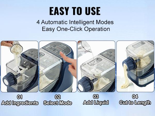 VEVOR Electric Pasta Maker, 150W Automatic Noodle Maker Machine with 8 Pasta Shapes, 4 Intelligent Modes, 500g Flour Capacity Pasta Maker Machine with Measuring Cups, Cleaning Brush for Home Kitchen