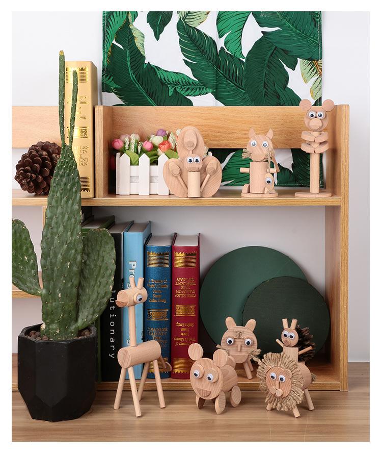 Creative children's DIY material kit, wooden animal stakes and branches small ornaments, handmade dolls and decorations for kindergarten