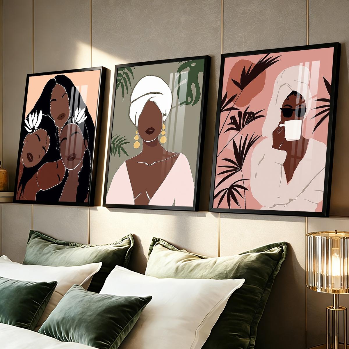 3 Counts Aluminum Alloy Framed Painting, Abstract Women Portrait Art Pictures, Home Decoration For Living Room, Bedroom, Office, Restaurant, Hallway Wall Decor, Odorless Print Artwork, Luxury Perfect Gift For Friends And Family