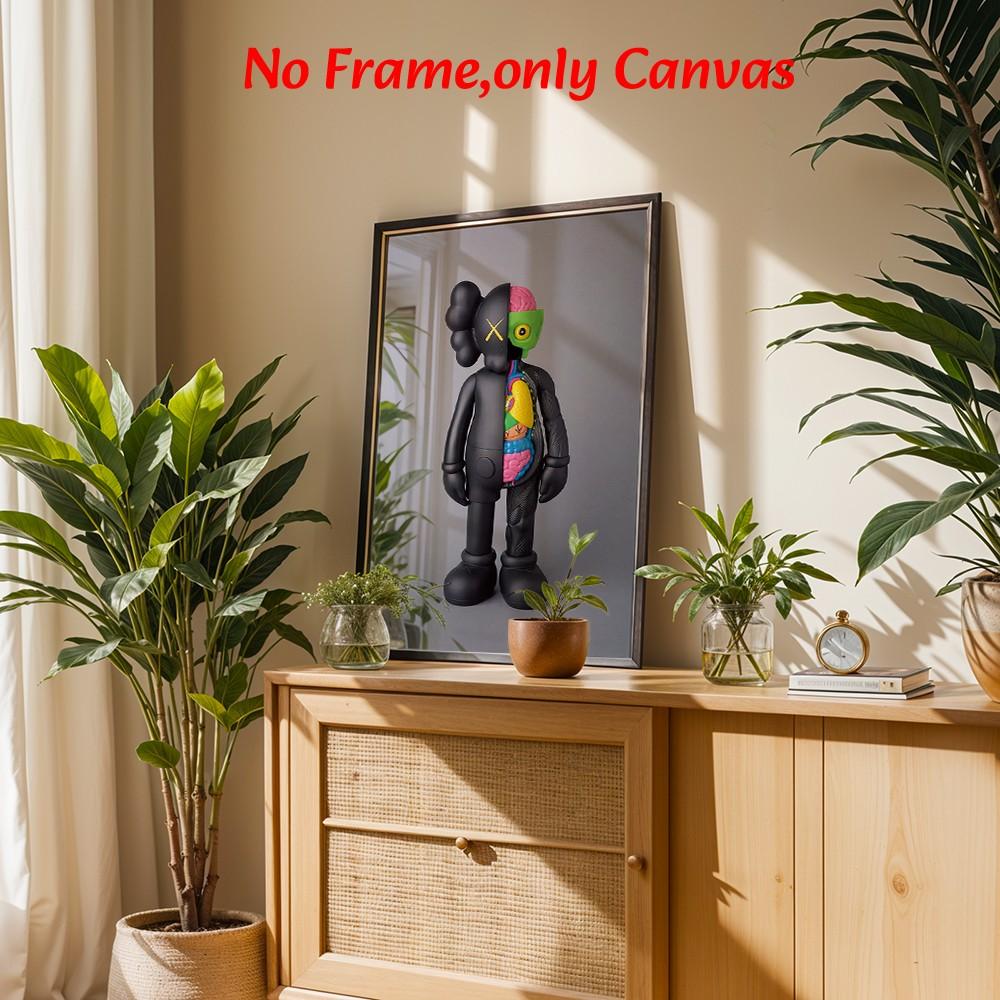 Pop Art Wall Arts Anatomy Posters, Kaws Figure Canvas Prints, Abstract Art Wall Decor, Unframed Canvas Art Print for Living Room Bedroom Office Gift