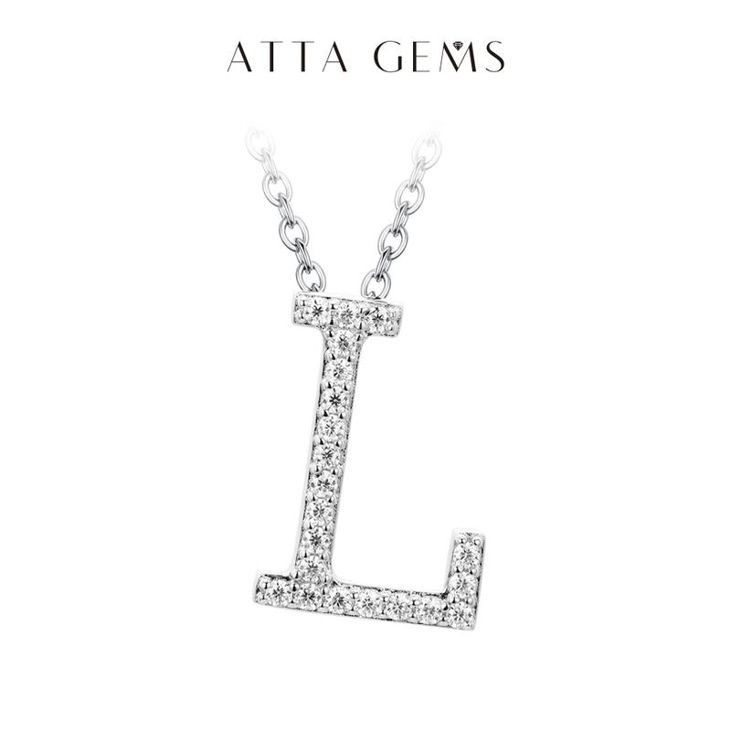 A~Z 26 Letters Necklace Synthetic Moissanite Pendant DIY Design Have Pendant and Chain Free N010