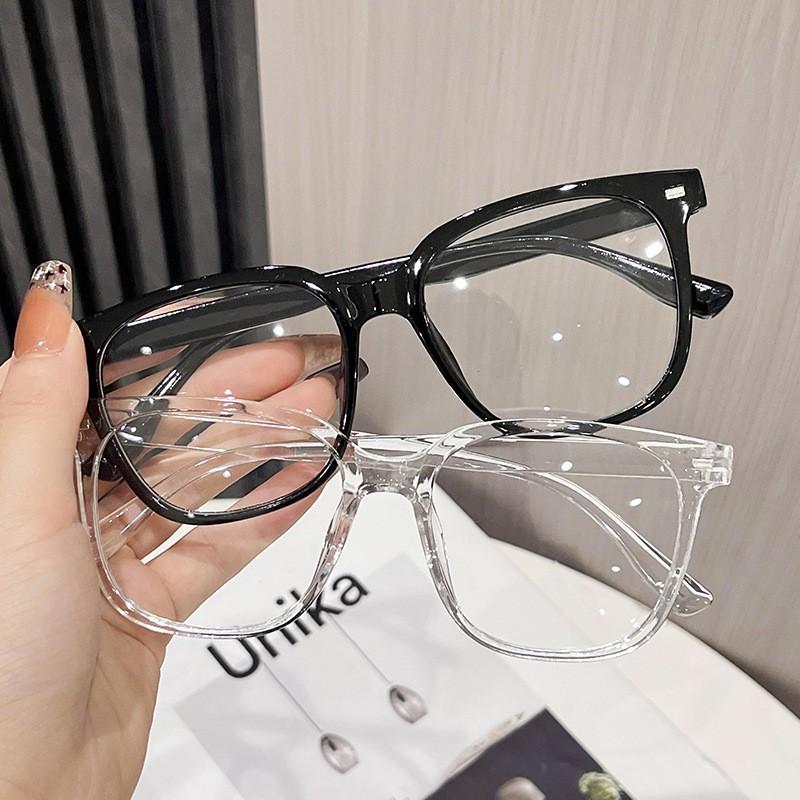 Unisex Geometric Retro Fashion Flat Glasses, Lightweight Eyeglasses, Blue Light Blocking, Suitable for All Face Shapes, Stylish Design, Perfect for Family and Friends