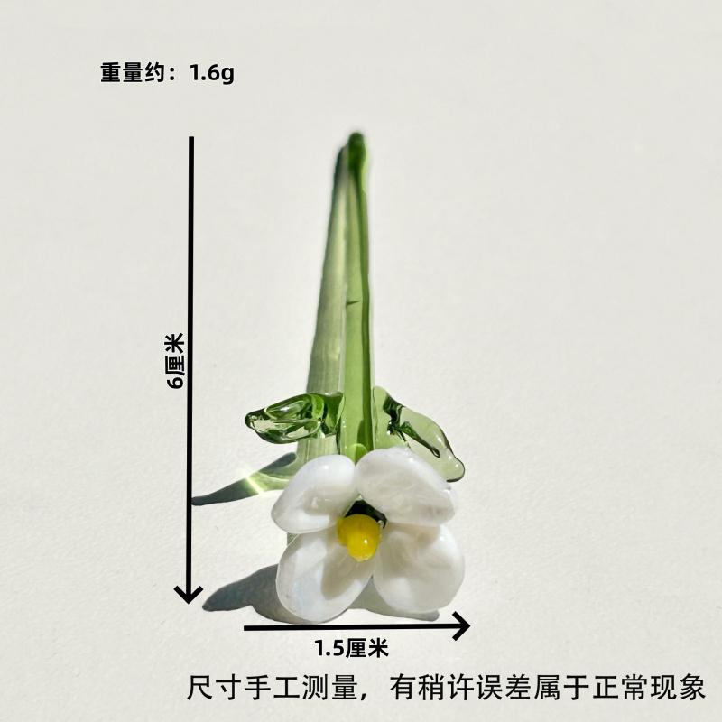 1/2/4/6/11PCS/SET Creative Mini Glass Flowers with Vase European Style Decorative Small Vase Set Elegant Crystal Clear Transparent Floral Bouquet Vase Office Desk Decor For Birthday Anniversary Mother's Day Handmade Glass Flower Bouquet Small Flower Gift