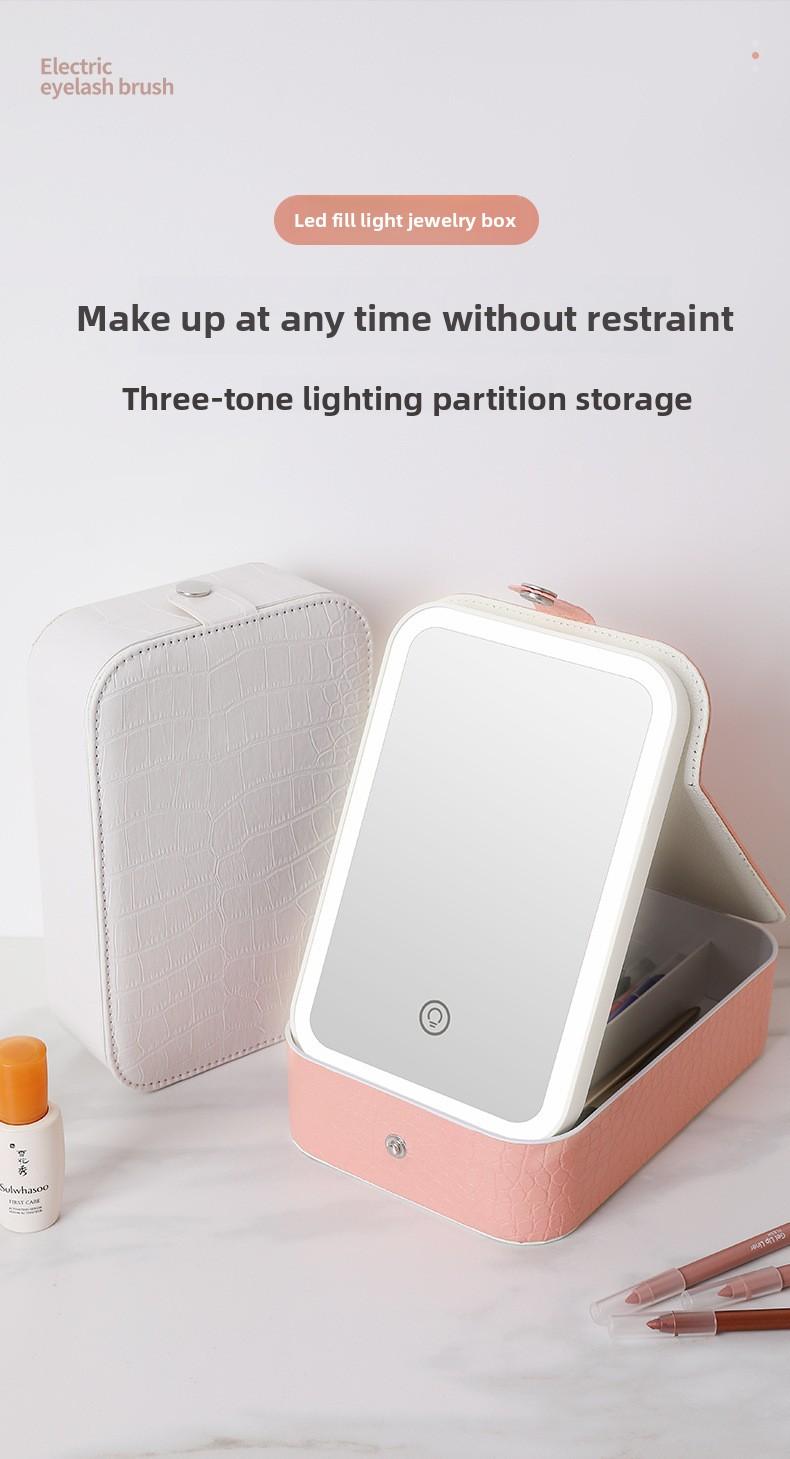 Internet celebrity portable home and outdoor storage mirror, makeup mirror with integrated LED fill light, snap-button mirror, desktop dressing storage box, Led Lit Mirror