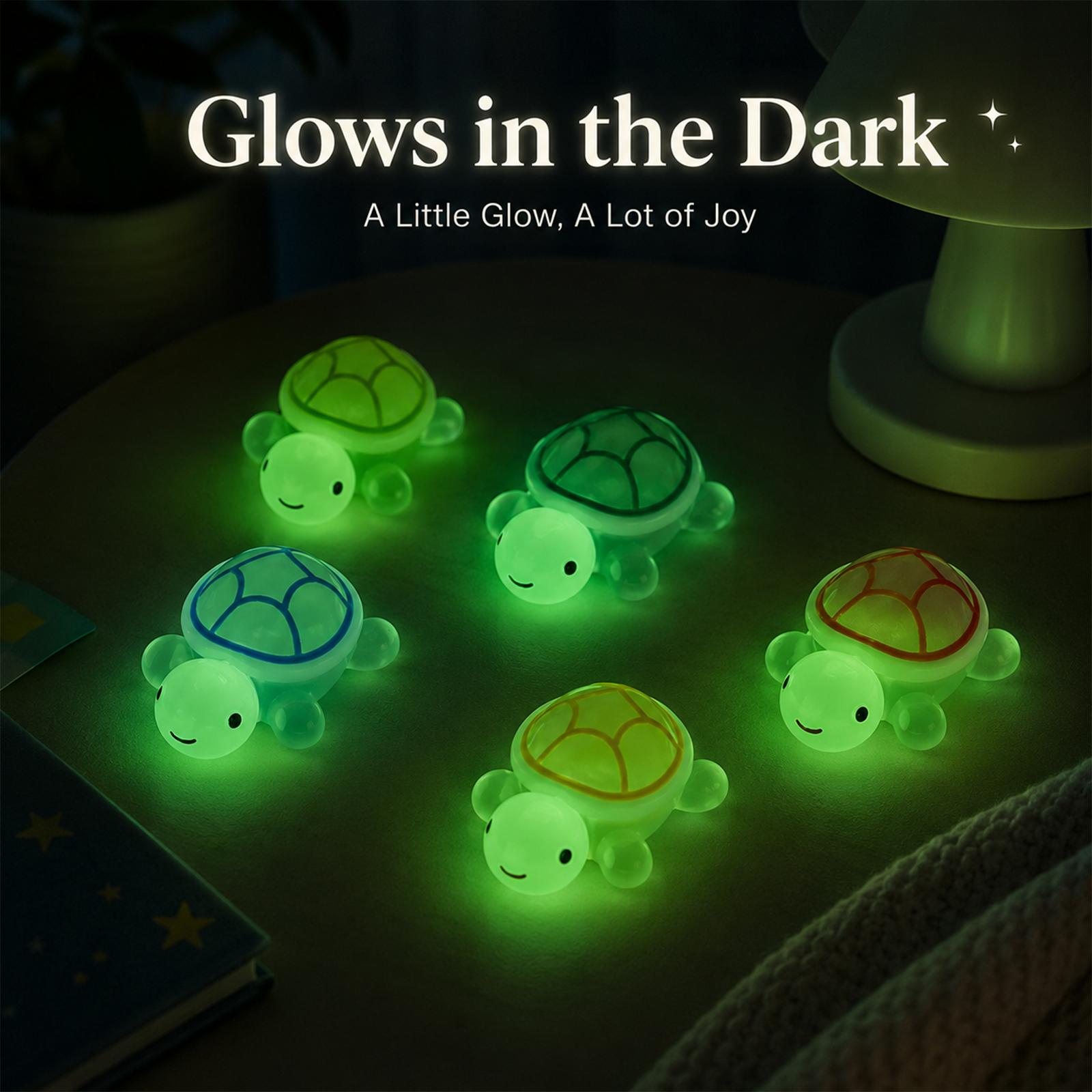 50pcs Glow-In-The-Dark Turtle Beads, Beads For Crafts, DIY Craft Supplies, DIY Craft Embellishments, Perfect for Slime Making, Micro Scene Decorations, 5 Pieces Per Color