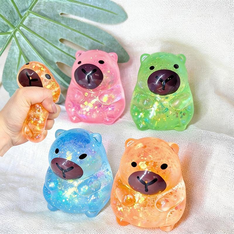 8pcs/set - Novel and exquisite simulation animal and other multi style glitter series pinch music set, stress relieving creative release slow rebound pinch, family school entertainment party gifts