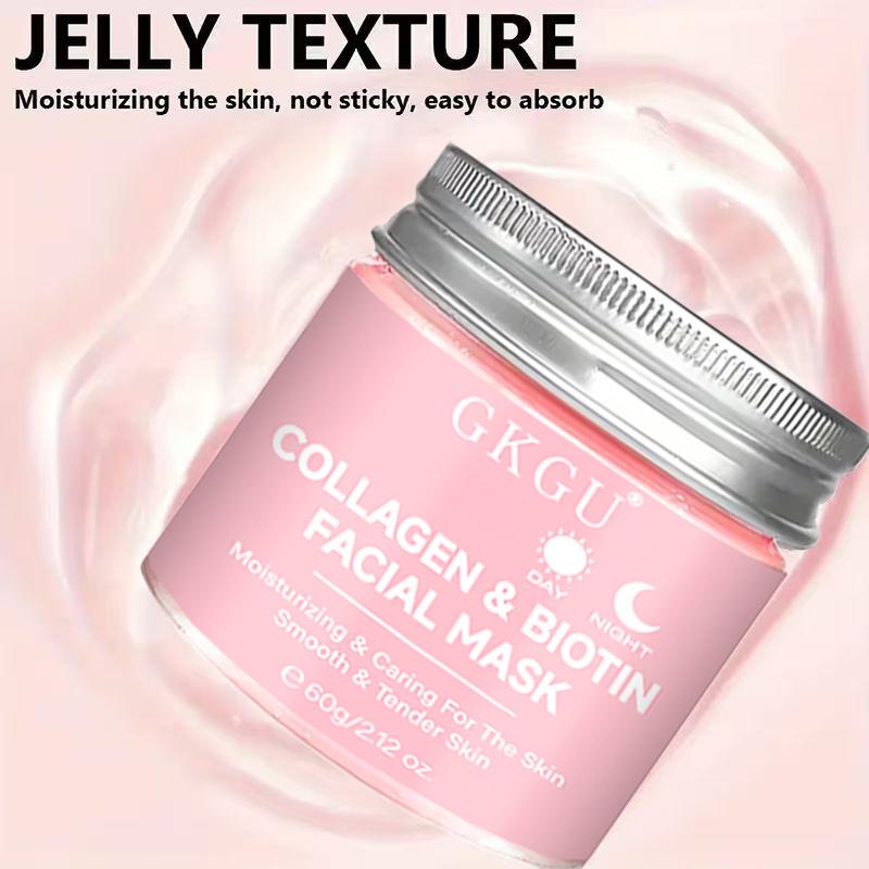 GKGU Collagen & Biotin Facial Mask - Hypoallergenic, Moisturizing & Antioxidant Rich, for All Light Beige Types, Daily & Night Use, Smooth Texture, Non-Greasy Formula, Skincare, Skincare Routine, Moisturizer