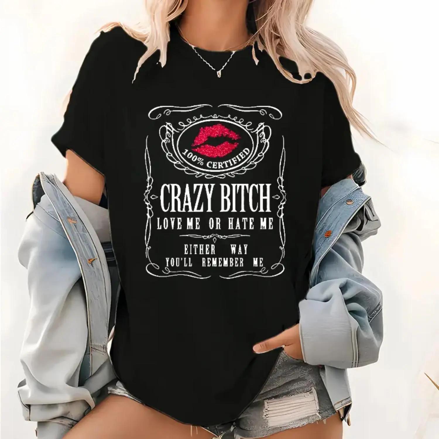 Women's Casual Cotton Short-Sleeve Graphic Tee, Humorous Bold Statement