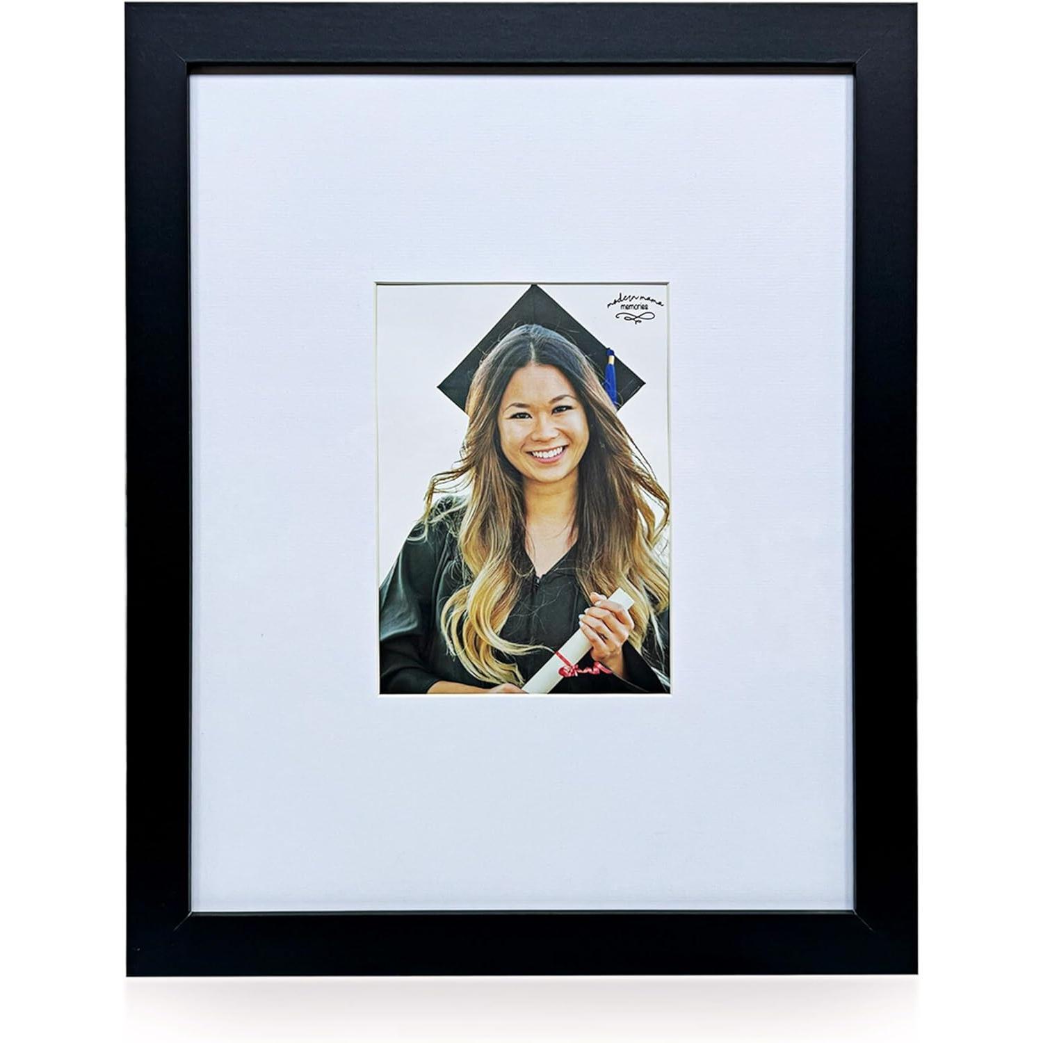 11x14 Signature Picture Frame with 5x7 White Mat - Real Glass - Wedding Guest Book Alternative, Wall Photo Frame for Graduation Gifts, Black Frame with White Mat 11x14 Signature Picture Frame with 5x7 White Mat - Real Glass - Wedding Guest Book Alternative, Wall Photo Frame for Graduation Gifts, Black Frame with White Mat