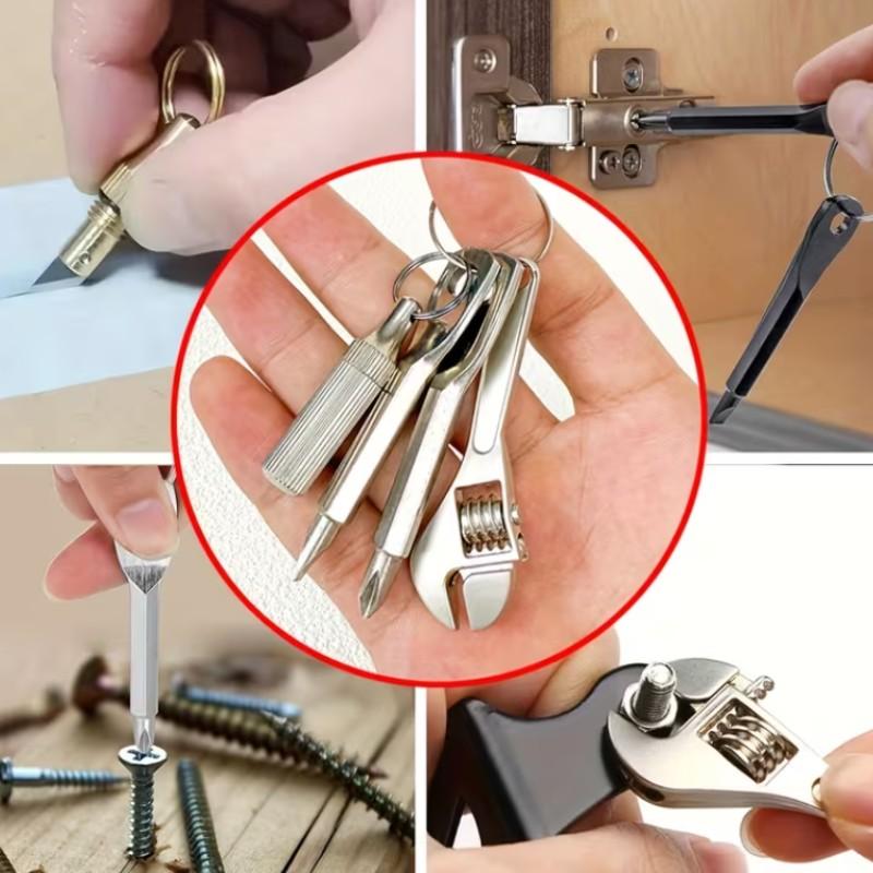 4-In-1 Pocket Mini Tool Set, Edc Portable Multi-Tool Kit, Multifunctional Tool, Compact Design for Daily Use & Emergency Preparedness, Durable Construction, Keychain Portability