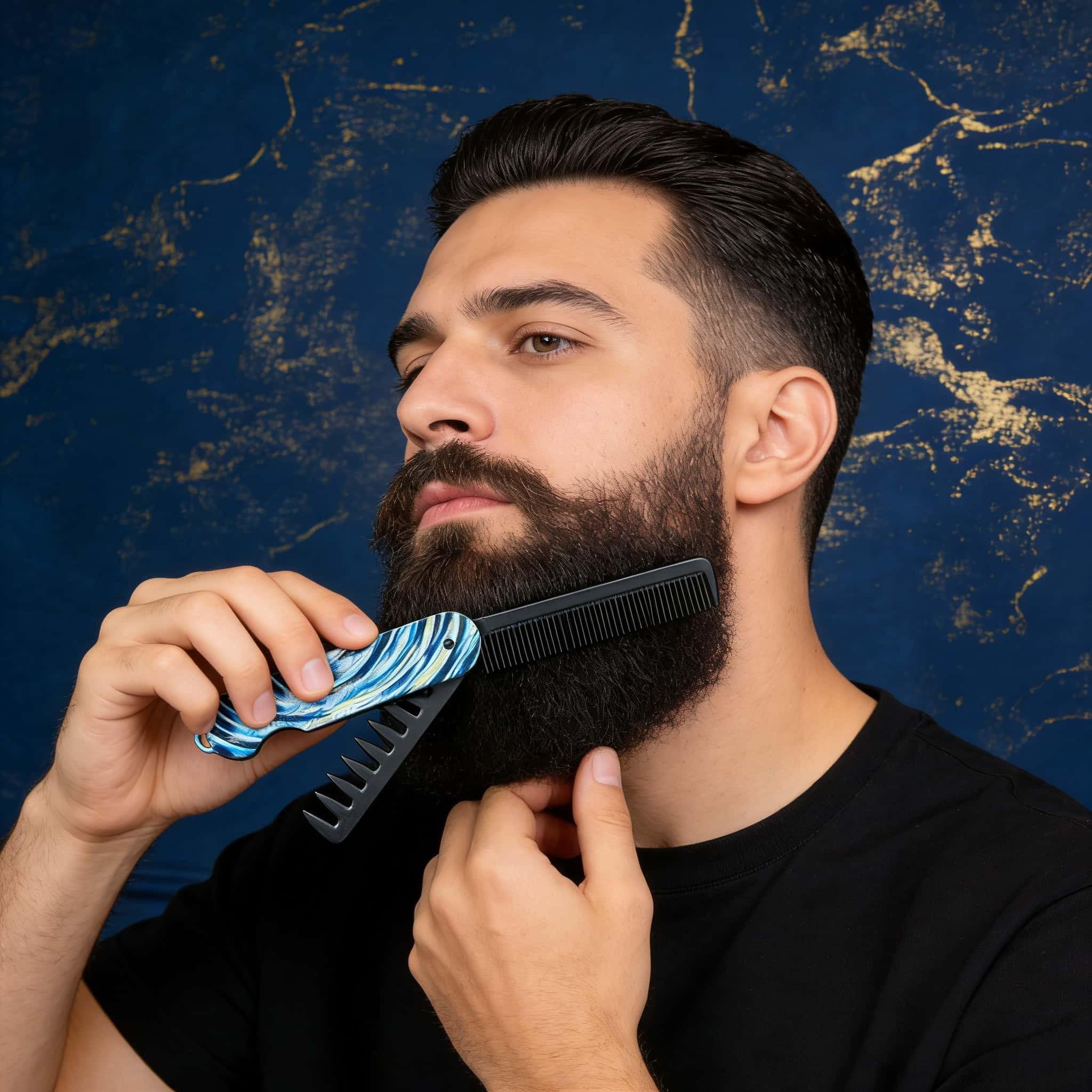 Folding Hair Comb for Men, Pocket Comb with Fine & Wide Tooth,Styling Comb for Travel and Everyday Grooming Combing Hair,Beard or Mustache