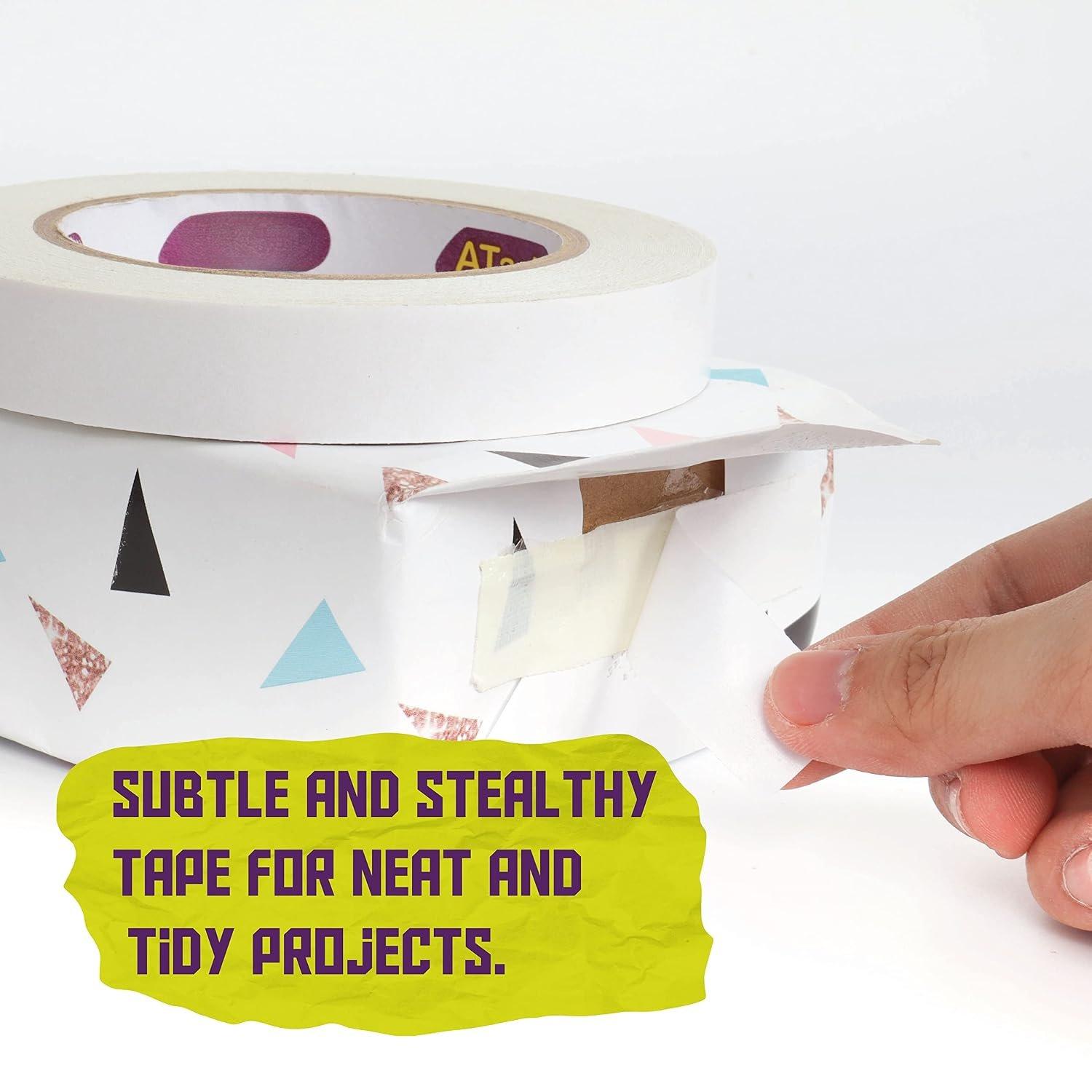 Double-Sided Tape White, 2 Inches x 10 Yards, Heavy Duty Double Sides self Sticky Wall Fabric Tape for  Templates, Furniture, Leather, Curtains and Craft
