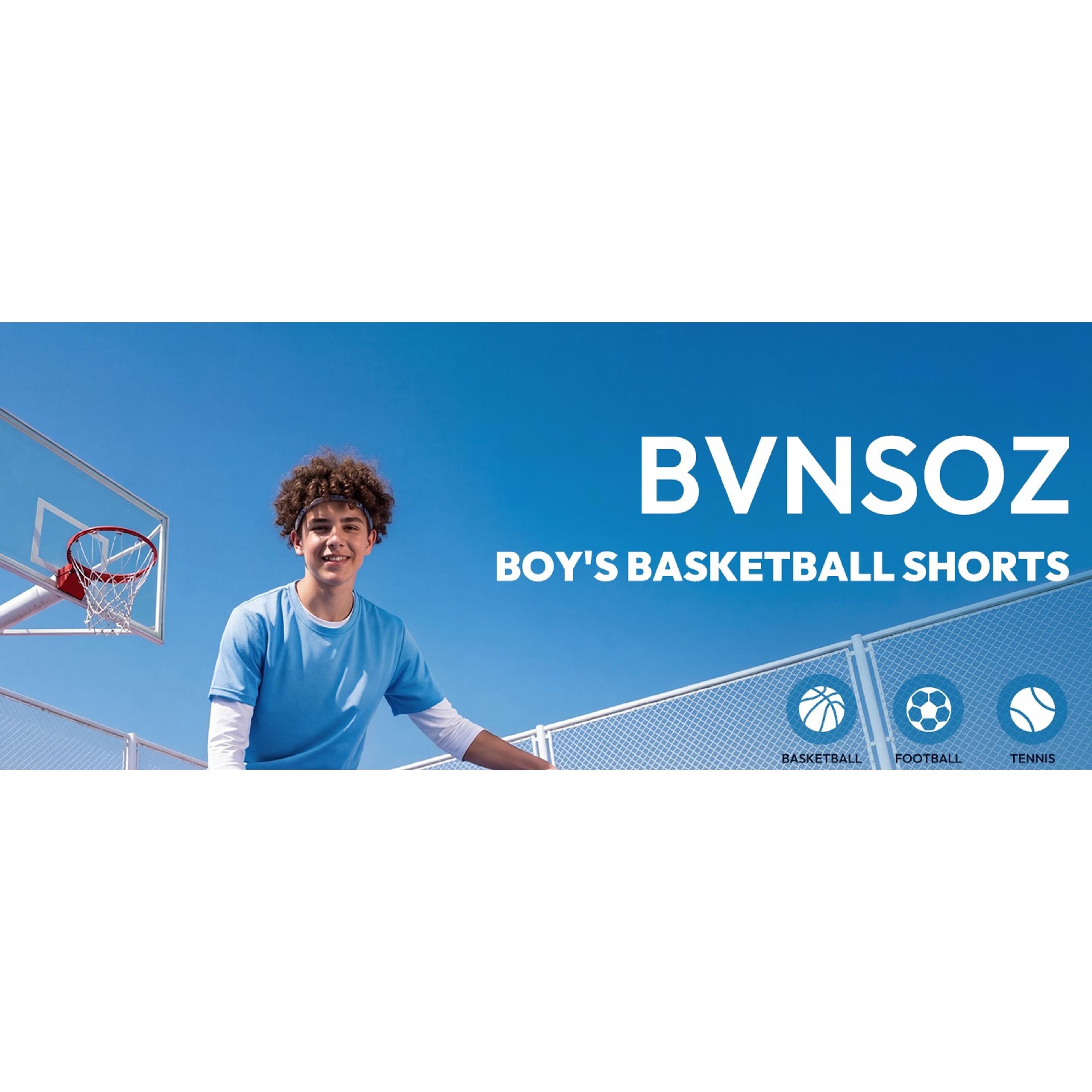 Boys' Quick Dry Outdoor Sports Shorts with Pockets, Elastic Waistband, Moisture Wicking, Mid-Length, Active Performance, Youth Teen Family Clothing
