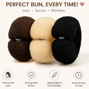 3pcs Hair Bun Pads, Versatile Hair Bun Supporter for Various Hairstyles, Donut Hair Bun Holder, Donut Shape Design, Hair Clips, Hair Accessories