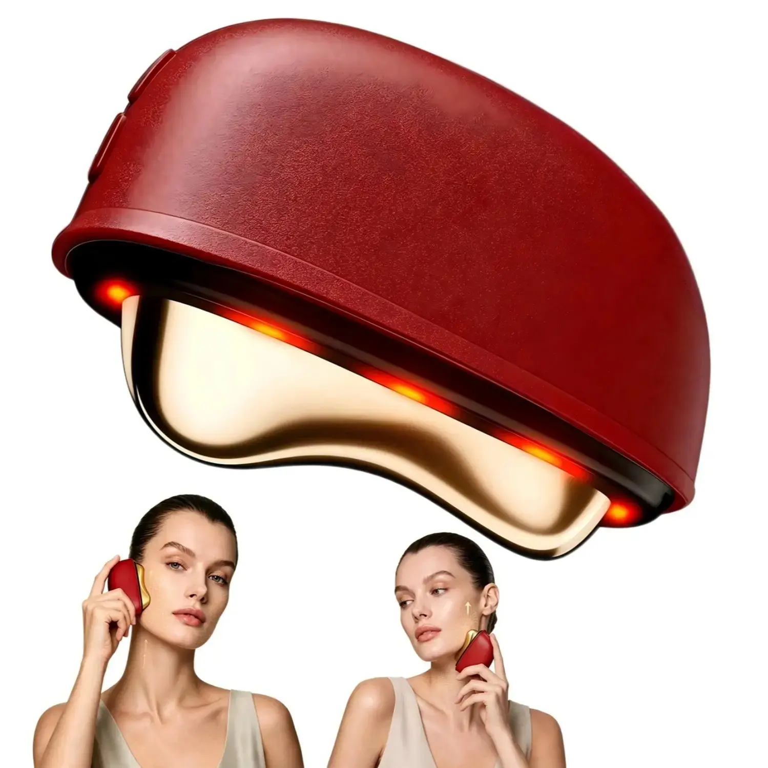 Electric Copper Gua Sha Facial Tool for Women, 3 Heating & 3 Vibration Modes, Red Light Therapy, Type-C Rechargeable Electric Face Massager for Face Neck Lifting, Anti-Aging & Skin Tightening Home Skincare Device, Facial Beauty Tool