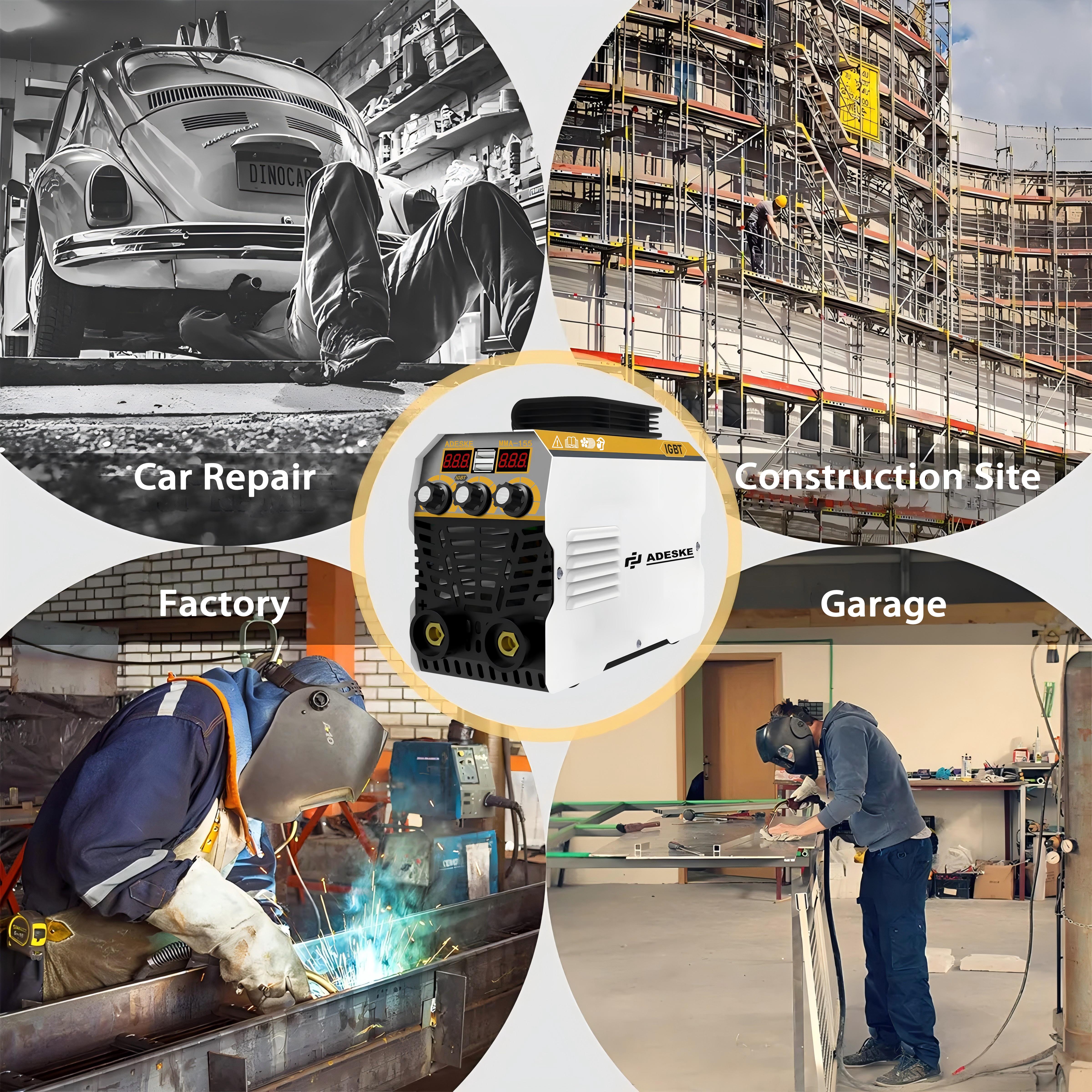 ADESKE 120A Stick Welder MMA-155 – Portable Welding Machine, Dual Voltage 110V/220V, Digital Display Arc Welder with Welding Kit