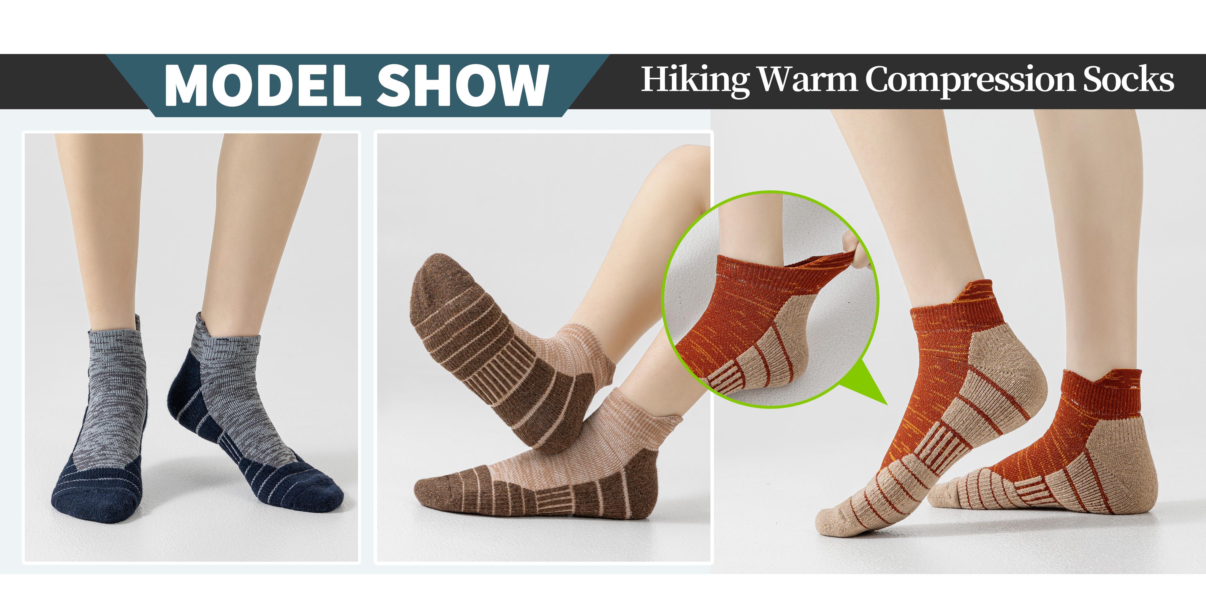 6 Pairs Merino Wool Ankle Running Hiking Socks Compression Support Breathable Thick Cushion No Show Socks for Women&Men Menswear