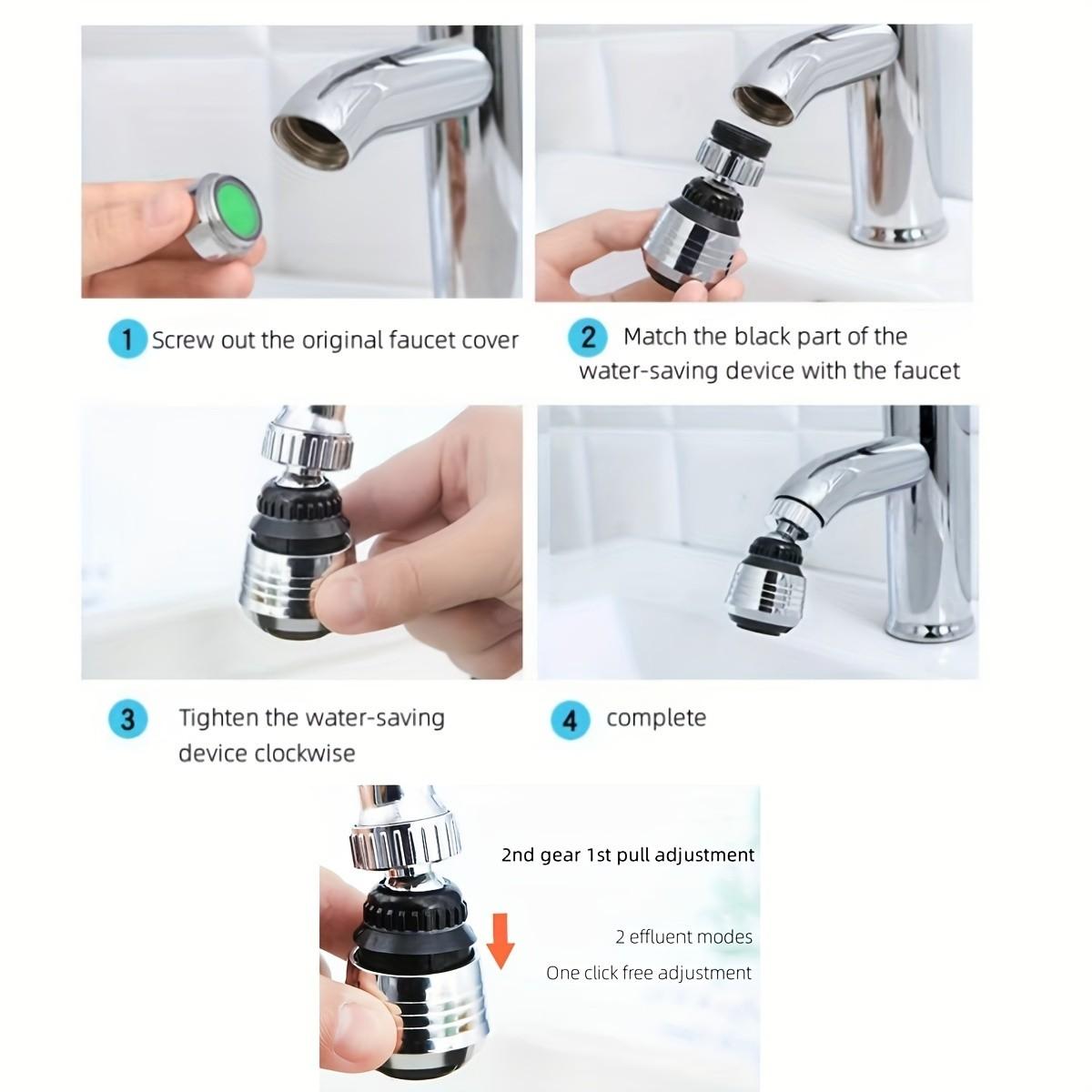Adjustable Kitchen Faucet Aerator Set, Filtered Water Spout, Oxygenating Shower Head, Splash Proof, Effective Water Saving Home Accessory