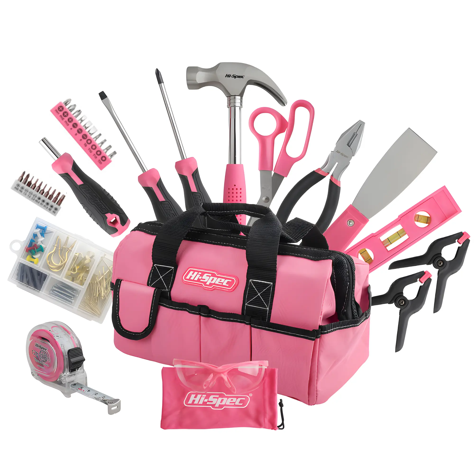 【IdealHouse】Women's 130-Piece Compact Complete Hardware Kit - General Set for Home Repair - 13-Inch 600D Nylon Tool Bag - Metric Tools for DIY Maintenance