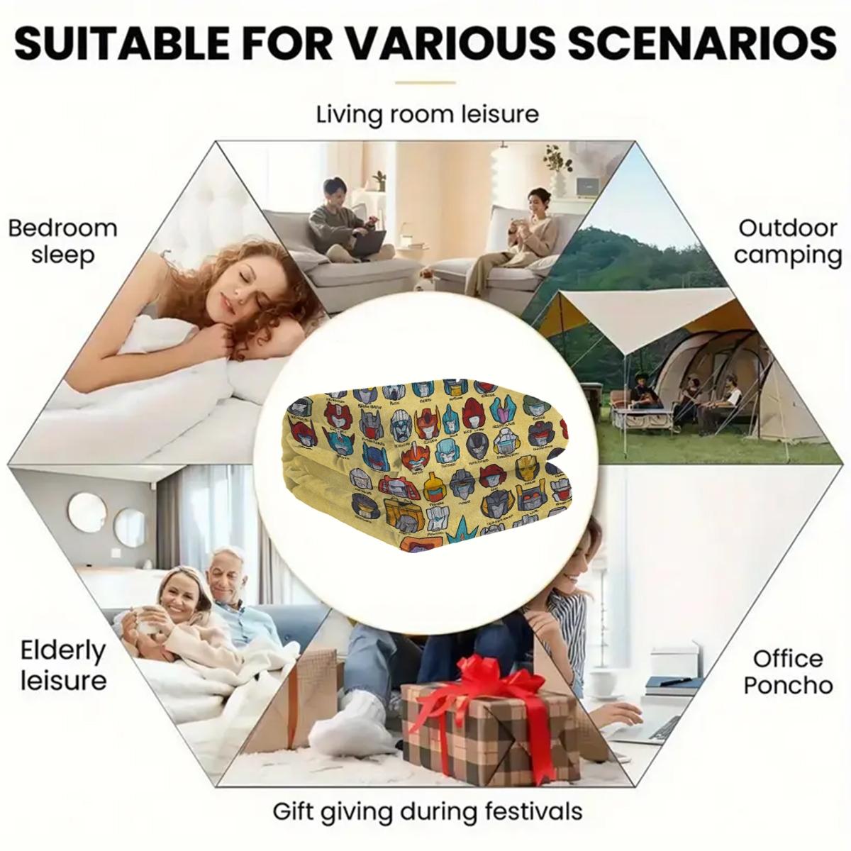 Transformers Lost Light Headset Vintage Plush Blanket, Soft Warm Multifunctional for Sofa Bed Car Office Camping, All-Season Gift