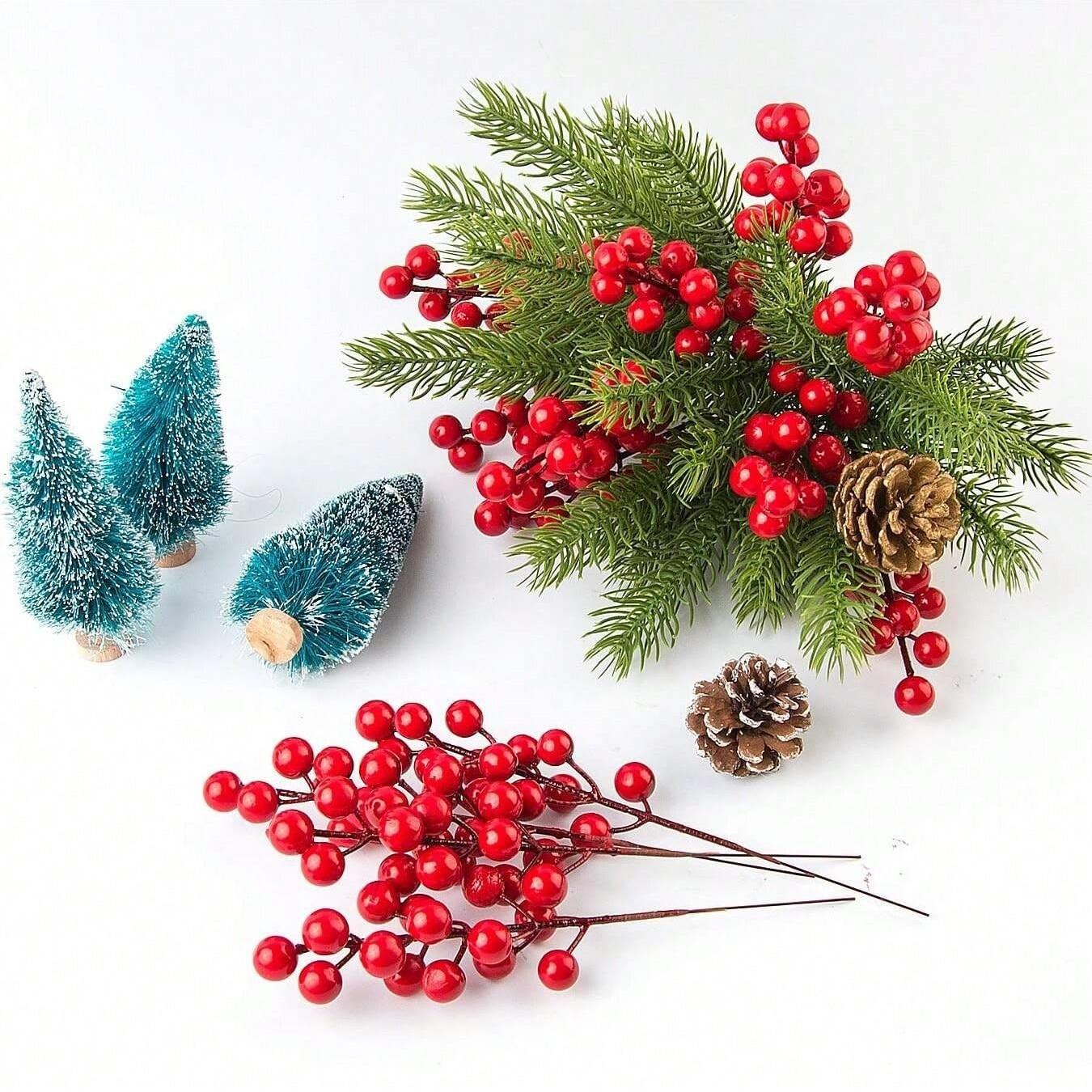 20pcs Artificial Christmas Tree Branches, Berry & Greenery Picks, Holiday Decorations for Home & Party Use
