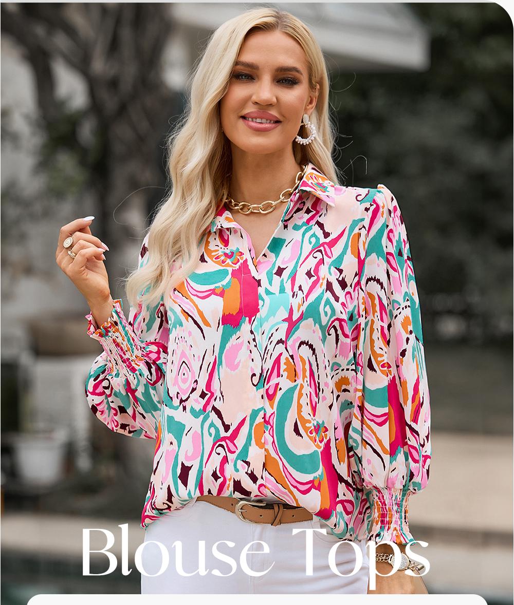 EVALESS Women's Casual Paisley Graphic Floral Print Springtok Shirts Tops V Neck Lantern Long Sleeve Loose Fitted Blouses 2026 Womenswear Trendy Outfits