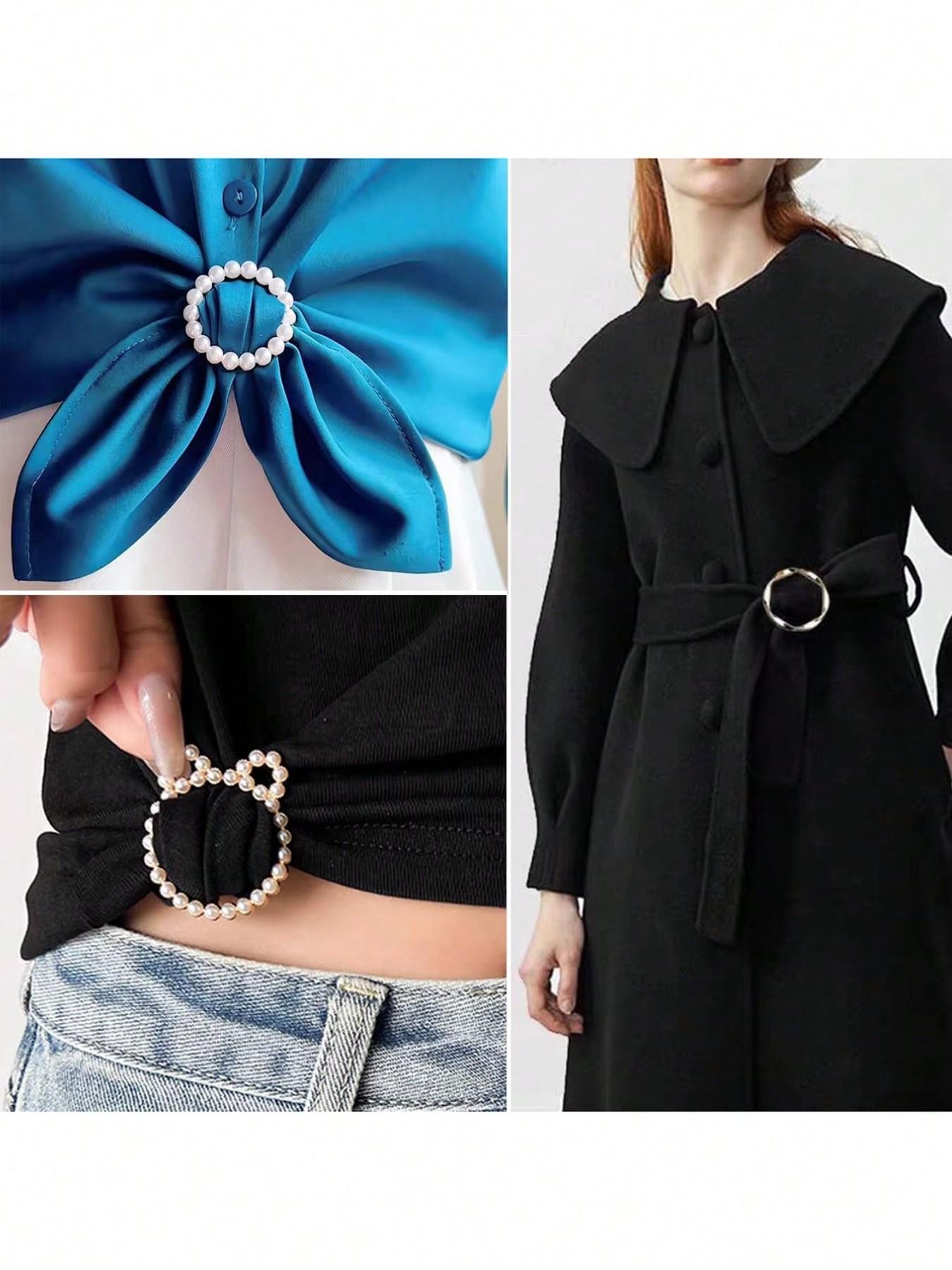 18pcs Artificial Pearl Button Clips, Hollow Heart Brooches, DIY Fashion Accessories, Coat & Sweater Pins, 18 Pieces Set