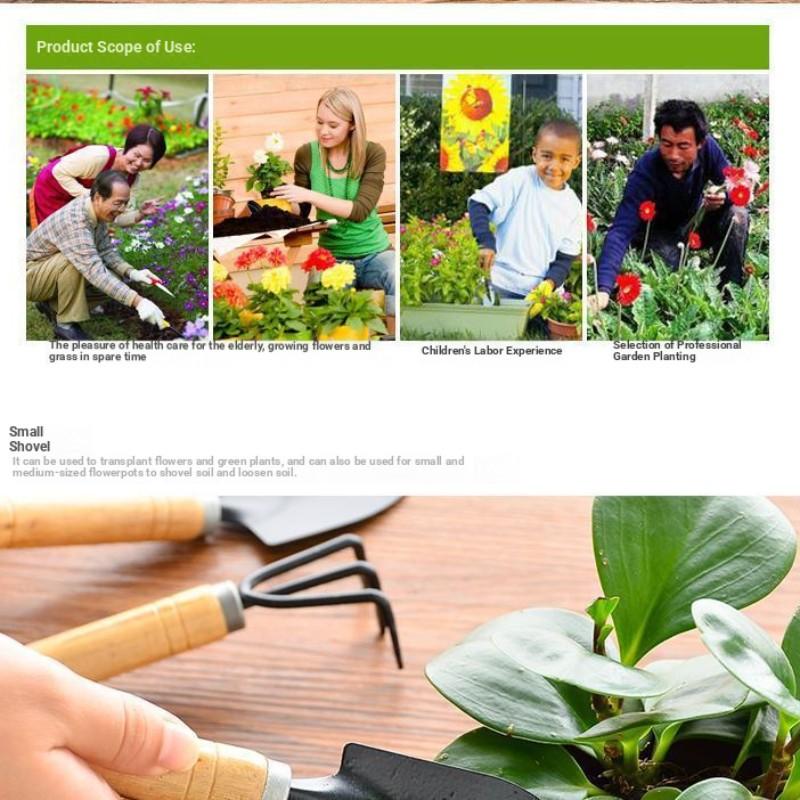 3-Piece Garden Tool Set, Small Shovel Tools for Home Gardening, Planting Vegetables, Flower Potting, Soil Loosening, Iron Spade