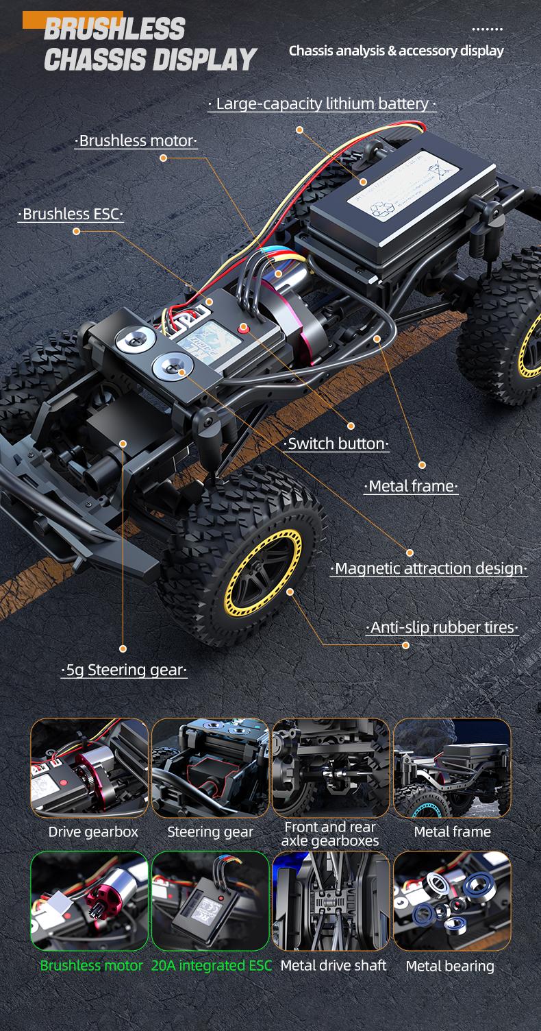 38/h High-Speed RC Off-Road Car, 1:20 Scale, Brushed Motor, 4wd All-Terrain, Unisex, Easy Control, Birthday Gift, Lithium Battery Included