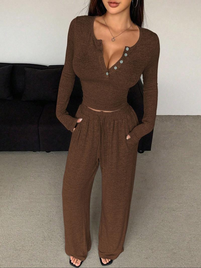 Women's Casual Fall Winter co ord set, Soft Elastic Fabric, Fashionable Two-Piece Sleepwear, Indoor Outdoor Wear, Comfortable Home Clothes Women's Casual Fall Winter co ord set, Soft Elastic Fabric, Fashionable Two-Piece Sleepwear, Indoor Outdoor Wear, Comfortable Home Clothes