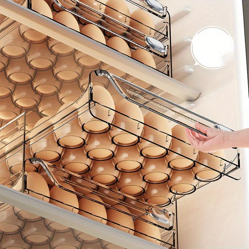 Space-Saving Transparent Refrigerator Egg Rack, Durable Easy Clean, Single Pack Fresh Egg Storage Container, Kitchen Organizer, Refrigerator Accessories