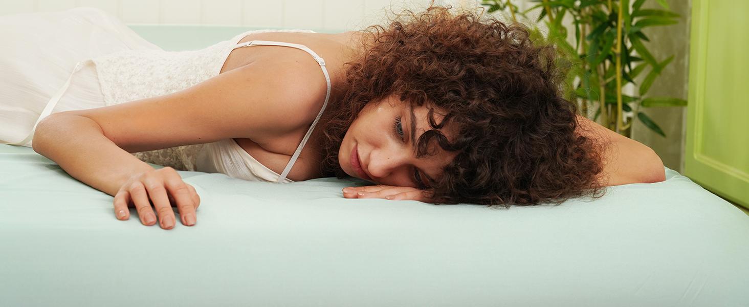 PHF Cooling Fitted Sheet with Deep 16" Pocket, 100% Viscose from Bamboo Sheet, Soft, Breathable, 1 count No Pillowcases