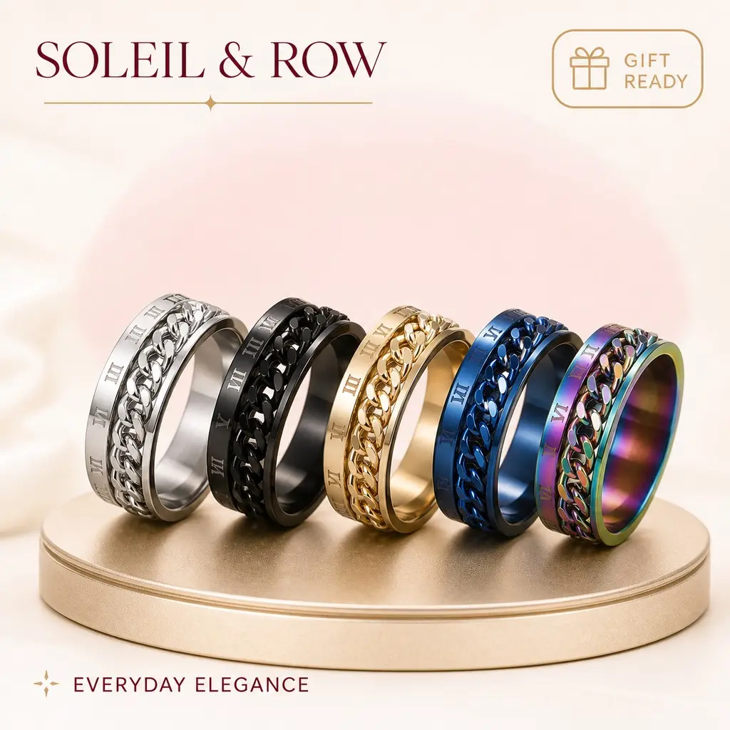Women's Titanium Steel Rotating Roman Letter Print Ring - Multifunctional Bottle Opener Spinner Jewelry, Unisex, Multi-Size High-Quality Punk Couple Gifts, Rings for Women, Rotating Rings