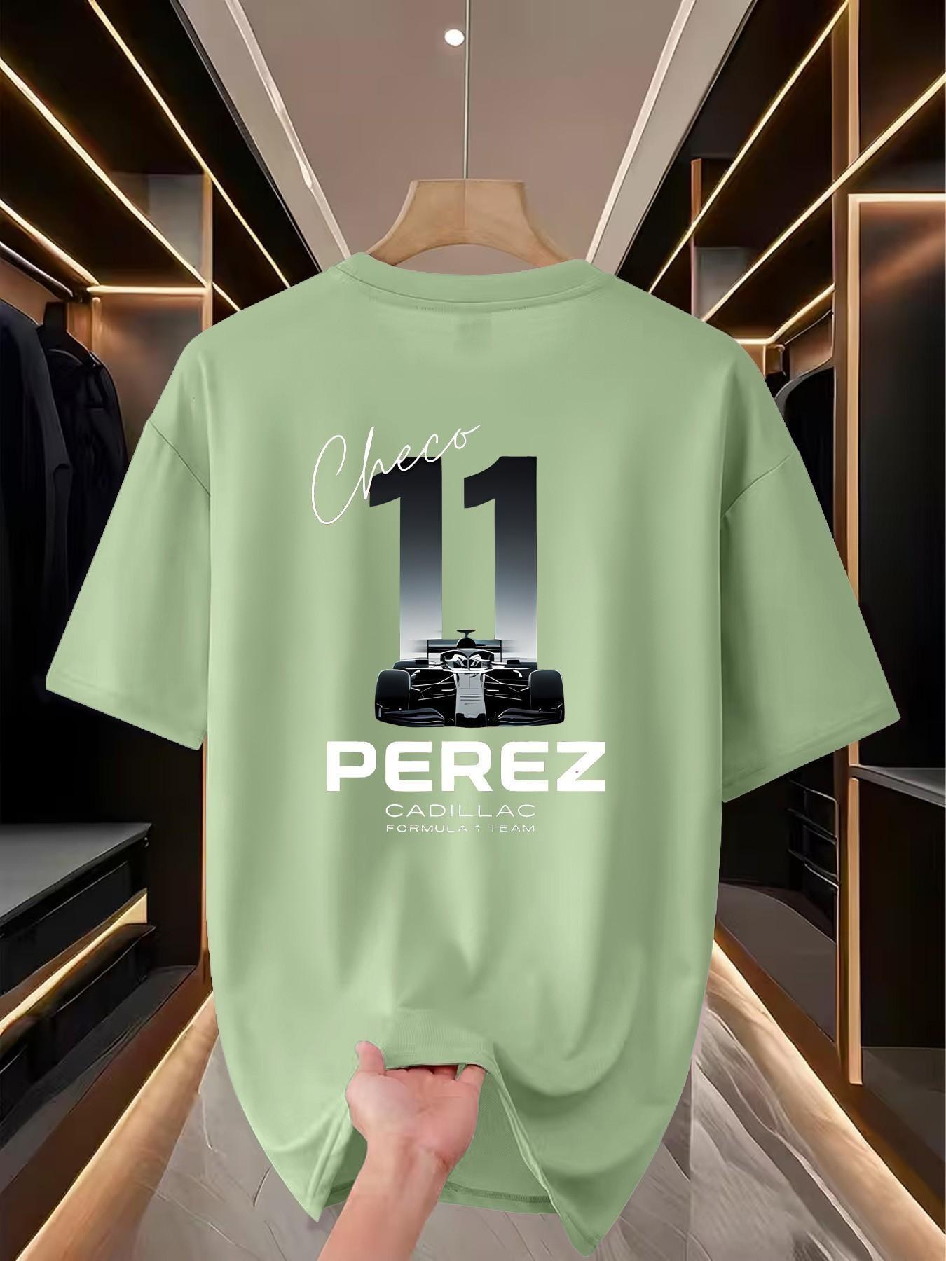 Cadillac F1 Racing Theme Print Short Sleeve, Casual Tee for Race Fans, Perfect for Watching Races, Daily Commute, Parties