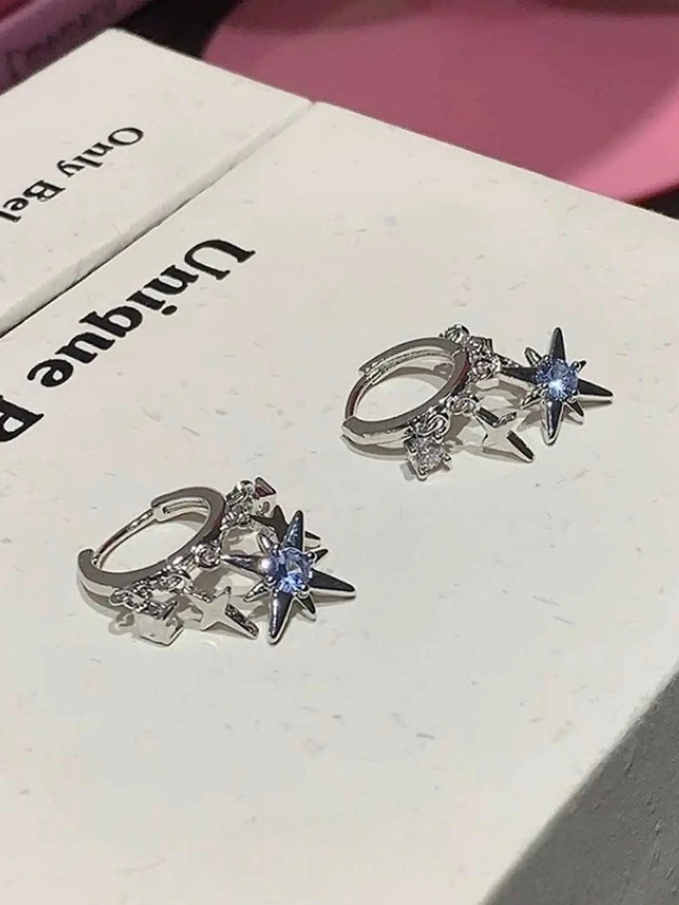 Y2K Style Star Fringe Rhinestone Earrings, Unique Fashion Jewelry, Versatile Accessory for Daily Wear and Parties