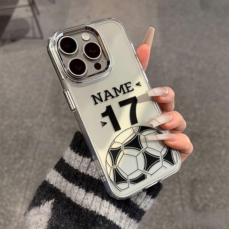 Transparent Hard Shell Phone Case for iPhone 17-7 Plus, Soccer Jersey Design, Clear Camera Cutout, Sports Style, Gift for Football Fans