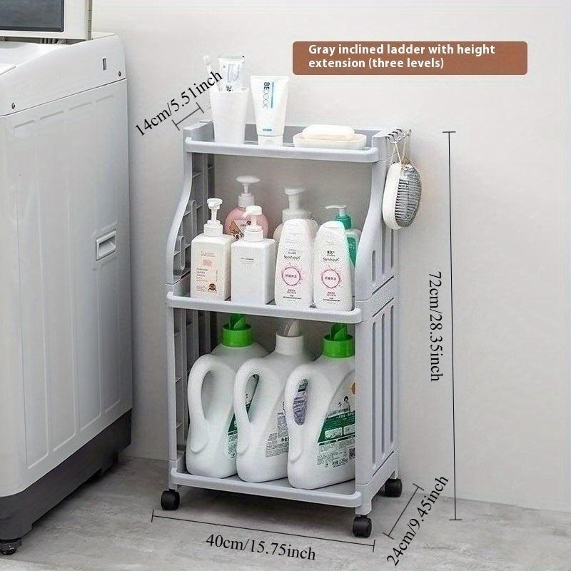 1 Pack Bathroom Floor Storage Rack with Wheels, Heavy Duty Rolling Storage Cart, Space-Saving Bathroom Shelf Unit, No Assembly Required, for Bathroom, Kitchen, Laundry Room, Lightweight Shelf Ideal for Small Spaces