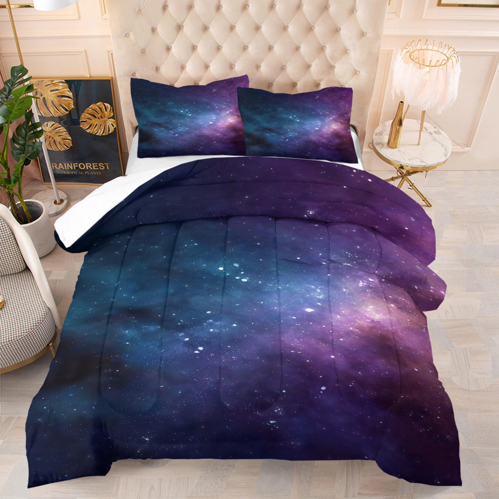 Galaxy Starry Sky Quilt Set, 1 Blanket With 1/2 Pillowcase (Excluding Pillow Core), Suitable For All Seasons Bedding In Bedrooms, Dormitories, And Guest Rooms, Suitable For Teenagers And Adults