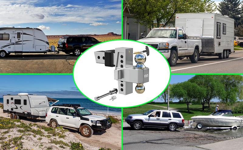 VNN Adjustable Drop Hitch – Dual-Ball (1-7/8'' & 2'') Trailer Hitch for 2.5-Inch Receiver, 6-10 Inch Drop, 15,000 lbs GTW, Heavy-Duty Ball Mount for Trucks – Silver