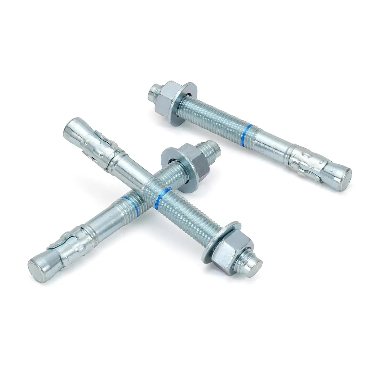 Zinc-Plated Cylindrical Bolt-Type Solid Metal Wedge Anchor Bolts, 3/4" x 7" Concrete Fixer (10 Pack) for Indoor Furniture Sofas