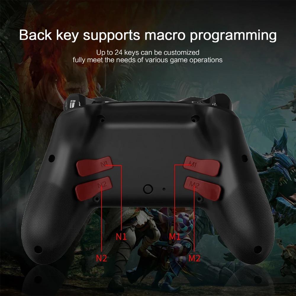 Pro Gaming Wireless Bluetooth Esports Controller for Switch PC Android Steam & Cloud Gaming. Ergonomic Adjustable Grips, High Precision Joysticks, Programmable Macros & Vibration. Dual-Mode Professional Gamepad, Rechargeable Portable Controller.