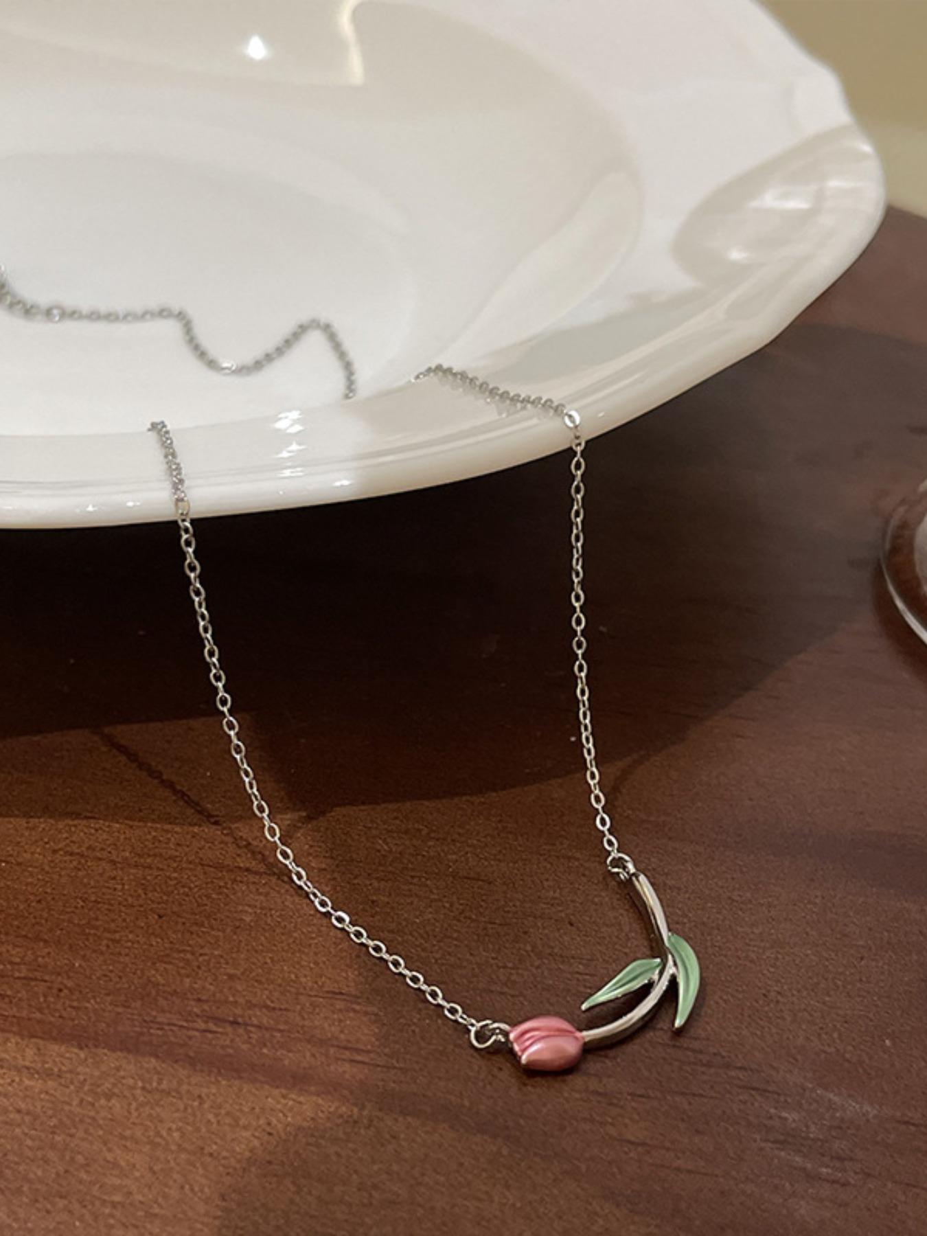 Silver Color Tulip Necklace, Everyday Versatile Jewelry, Classic and Stylish, Easy to Match, Multi-Style Accessory
